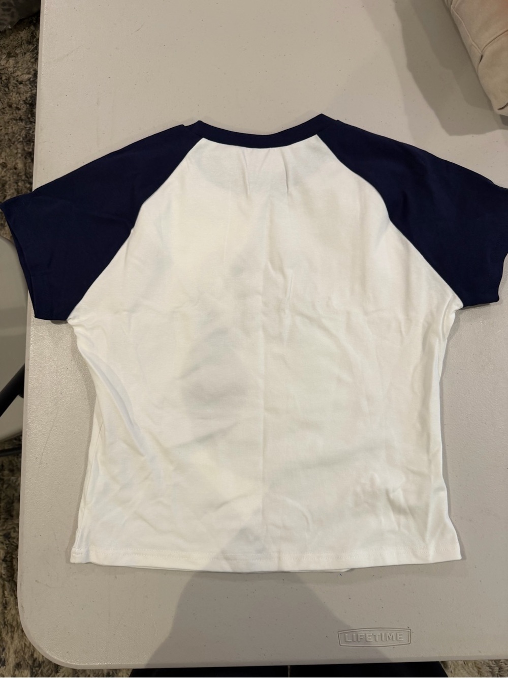 White & Navy '80' Raglan Tee - Picture 2 of 6